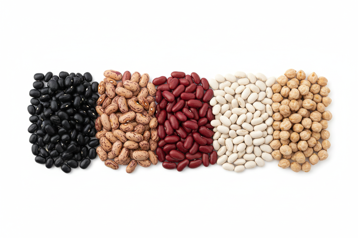 dry beans in a line up